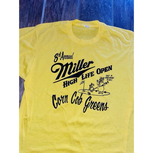 Vintage 70s? Miller High Life Open Golf Yogi Bear Corn Cob Greens L - Picture 2 of 5